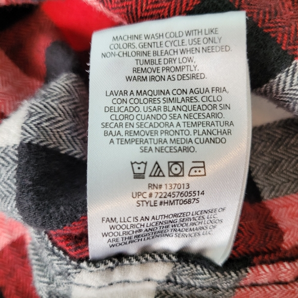 Woolrich Plaid Flannel Shirt Red Black White Cotton Men's Size L - Picture 2 of 10